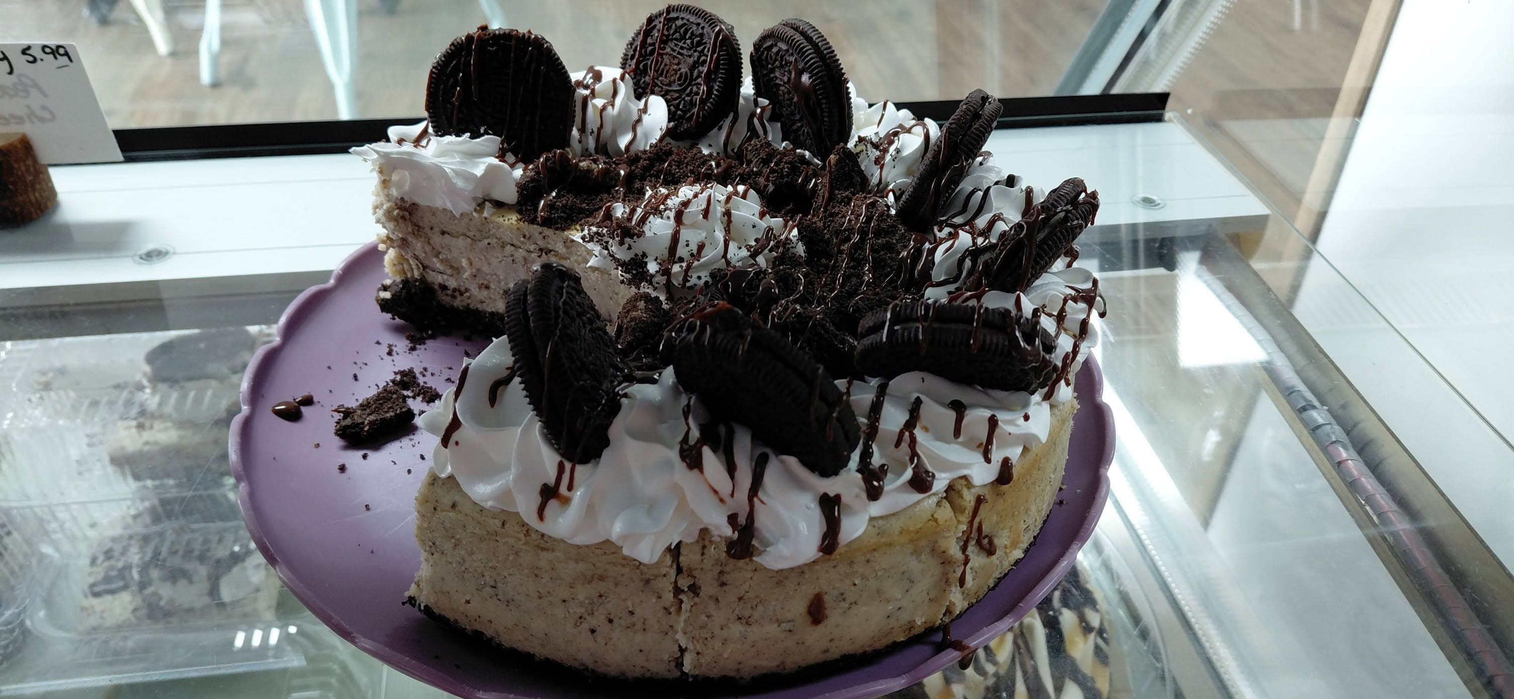 Oreo chocolate cheesecake at Essential Sweets Bakery in Jacksonville NC